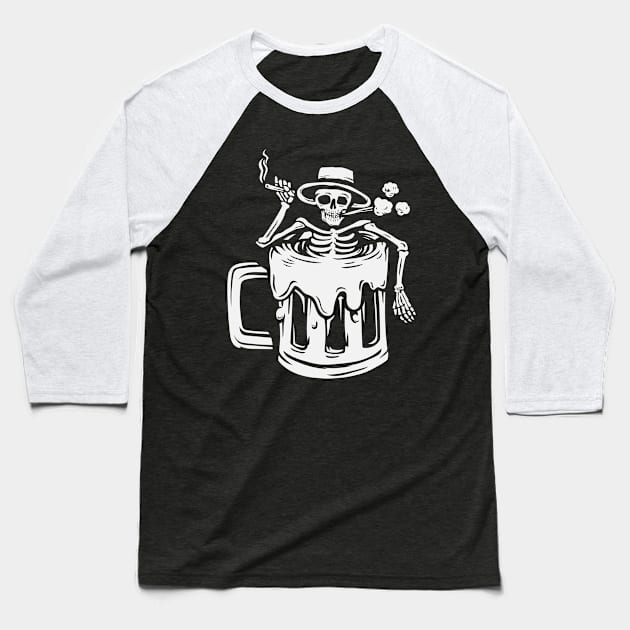 Skull with glass and smoke. Baseball T-Shirt by Execute